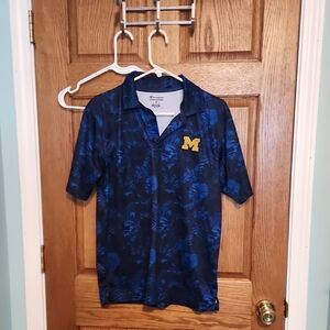 Champion Blue Floral Men's Univeristy Of Michigan Polo Shirt